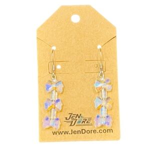 JenDore Handmade Iridescent Triple Bow Dangle Drop Earrings